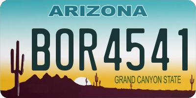 AZ license plate BOR4541