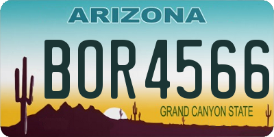 AZ license plate BOR4566