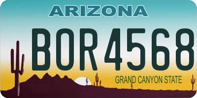AZ license plate BOR4568