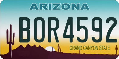AZ license plate BOR4592