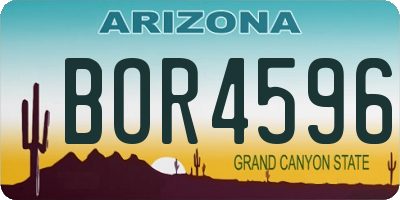 AZ license plate BOR4596