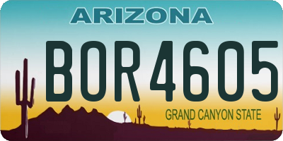 AZ license plate BOR4605