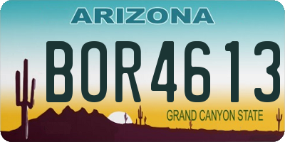 AZ license plate BOR4613