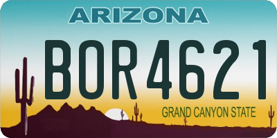 AZ license plate BOR4621