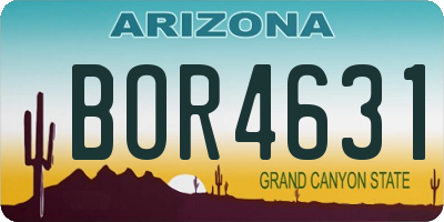 AZ license plate BOR4631