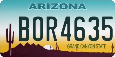 AZ license plate BOR4635
