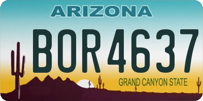 AZ license plate BOR4637