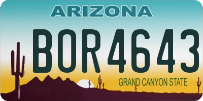 AZ license plate BOR4643