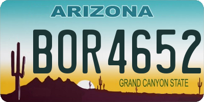 AZ license plate BOR4652