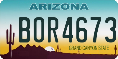 AZ license plate BOR4673