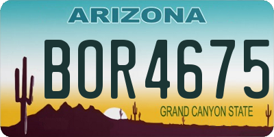 AZ license plate BOR4675