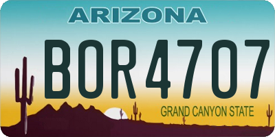 AZ license plate BOR4707
