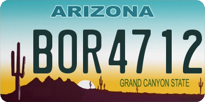 AZ license plate BOR4712