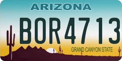 AZ license plate BOR4713