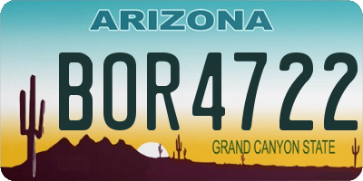 AZ license plate BOR4722
