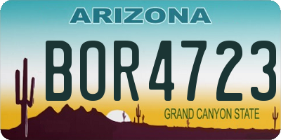 AZ license plate BOR4723