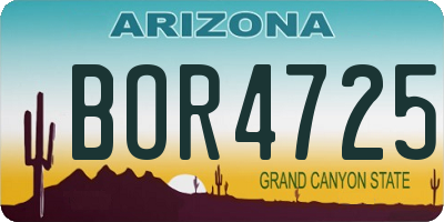 AZ license plate BOR4725