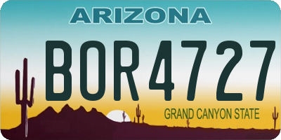 AZ license plate BOR4727