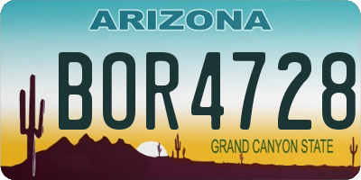 AZ license plate BOR4728