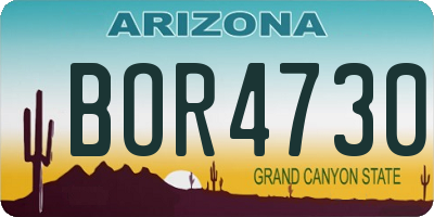 AZ license plate BOR4730