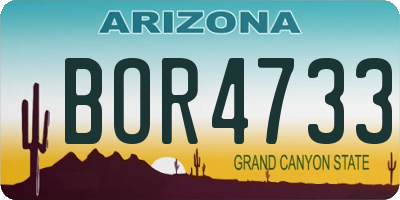 AZ license plate BOR4733