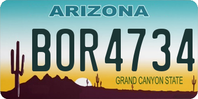 AZ license plate BOR4734