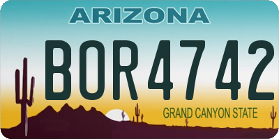 AZ license plate BOR4742