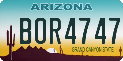 AZ license plate BOR4747