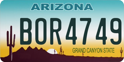 AZ license plate BOR4749