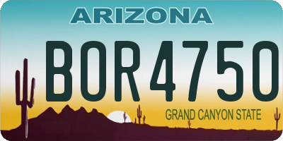 AZ license plate BOR4750