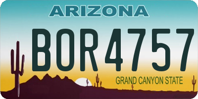 AZ license plate BOR4757