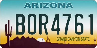 AZ license plate BOR4761