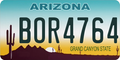 AZ license plate BOR4764