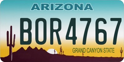 AZ license plate BOR4767