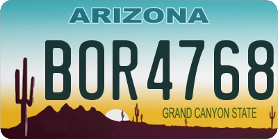 AZ license plate BOR4768