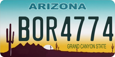 AZ license plate BOR4774