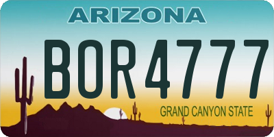 AZ license plate BOR4777