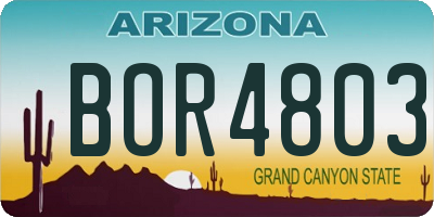 AZ license plate BOR4803