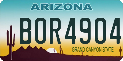 AZ license plate BOR4904