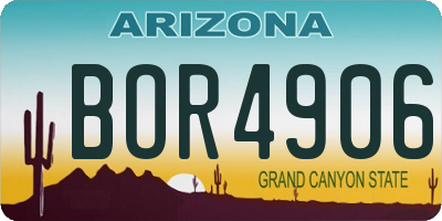AZ license plate BOR4906