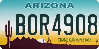 AZ license plate BOR4908