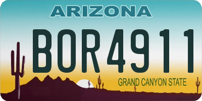 AZ license plate BOR4911