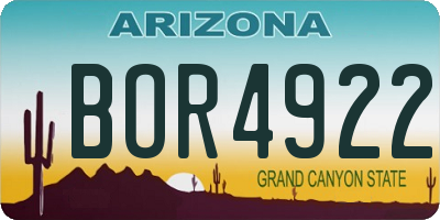 AZ license plate BOR4922