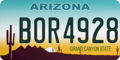 AZ license plate BOR4928