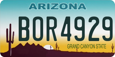 AZ license plate BOR4929