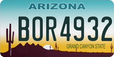AZ license plate BOR4932