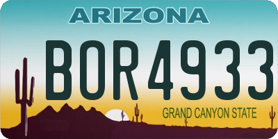 AZ license plate BOR4933