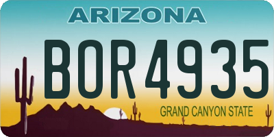 AZ license plate BOR4935