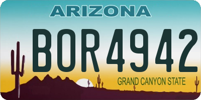 AZ license plate BOR4942