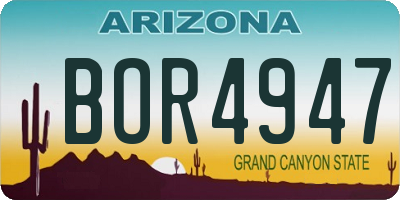 AZ license plate BOR4947